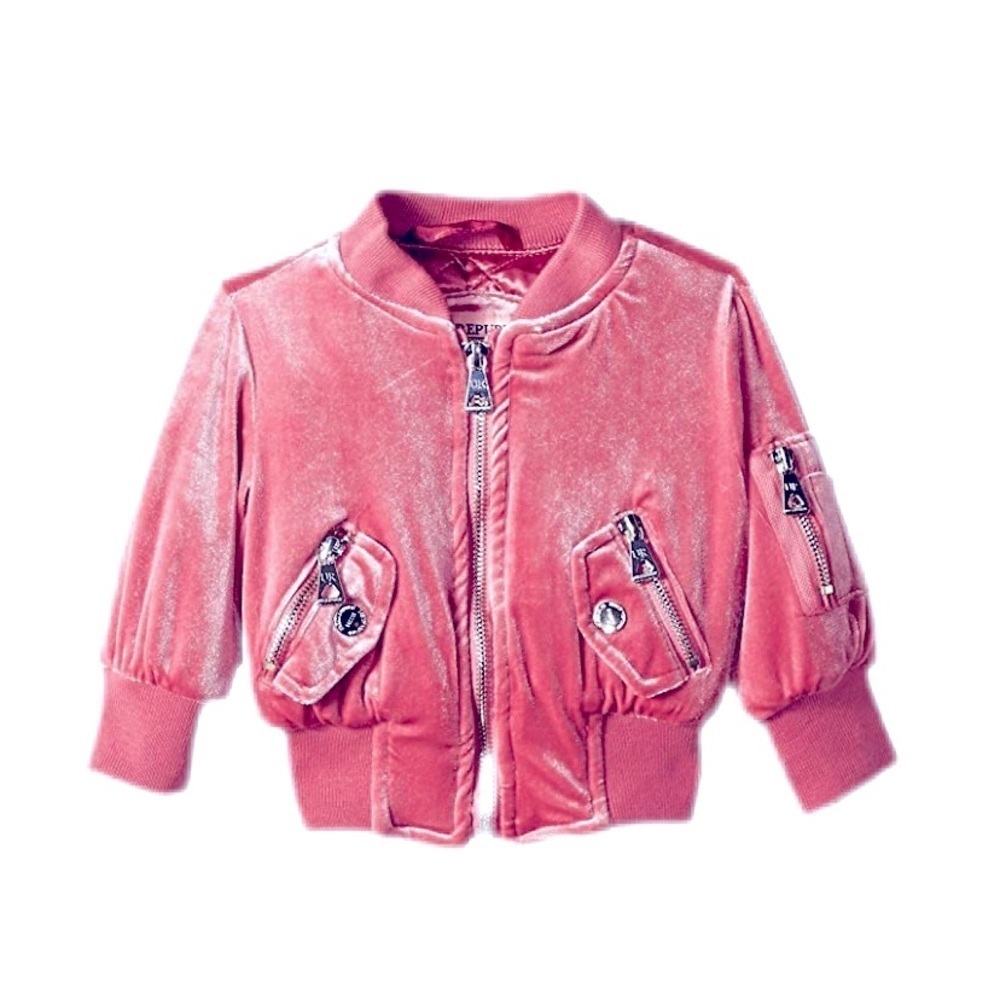 Urban Republic Rose Stretch Velvet Bomber Jacket